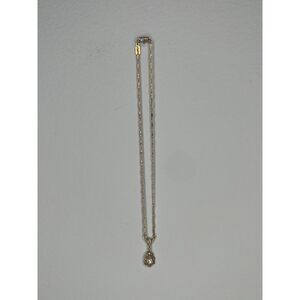 Vintage Gold-Toned Teardrop Pendant Necklace with Crystal Accents, Elegant
